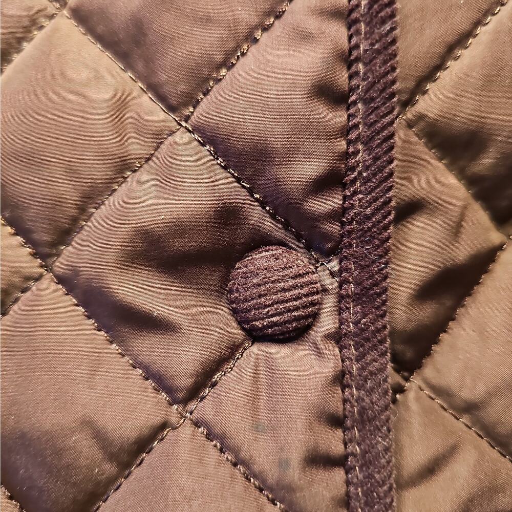 Jones New York Signature Womens XL Brown Quilted Barn Jacket Corduroy Collar - Picture 11 of 12